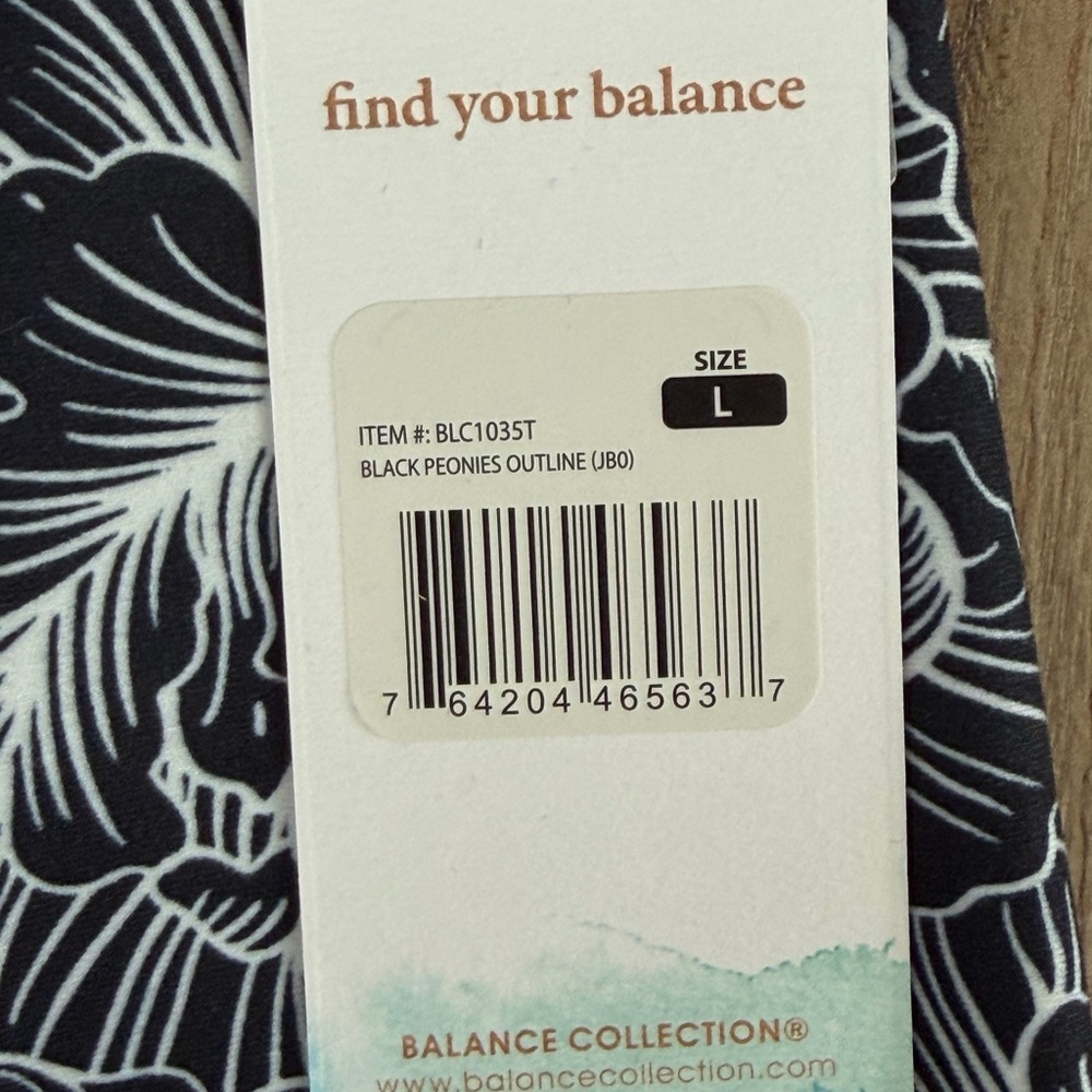 Balance Collection Floral Ankle Leggings Black White High Rise L NWT - Picture 2 of 5